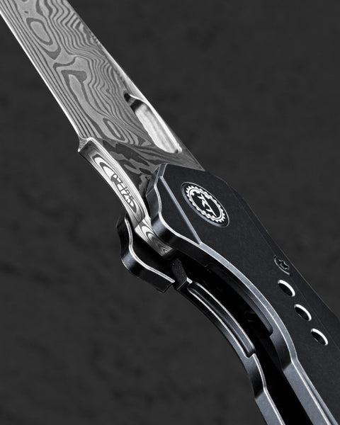 BESTECH NYXIE BT2209E Black Titanium Handle: 3.43" Damasteel Blade