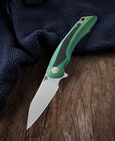 BESTECH PTERODACTYL BT1801B 3.54" CPM-S35VN Blade 6AL4V Titanium with carbon fiber inlayed Handle