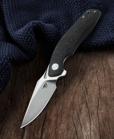 BESTECH GHOST BT1905C-1 Carbon Fiber+Titanium Handle: 3.27" S35VN Blade