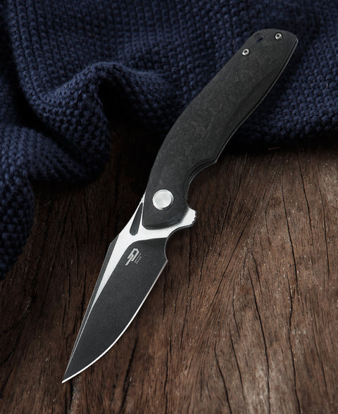 BESTECH GHOST BT1905C-2 Carbon Fiber+Titanium Handle: 3.27" S35VN Blade