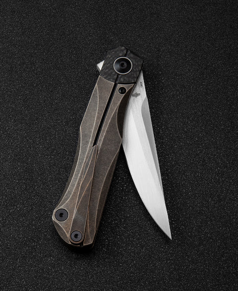 BESTECH THYRA BT2106B Titanium+Carbon Fiber Inlay Handle: 3.56" M390 Blade