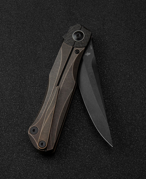 BESTECH THYRA BT2106C Titanium+Carbon Fiber Inlay Handle: 3.56" M390 Blade