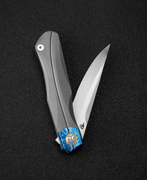 BESTECH THYRA BT2106F Titanium+Timascus Inlay Handle: 3.56" M390 Blade