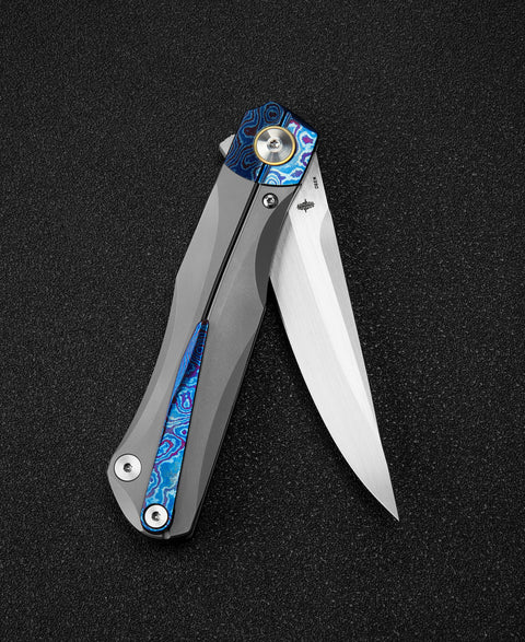 BESTECH THYRA BT2106F Titanium+Timascus Inlay Handle: 3.56" M390 Blade