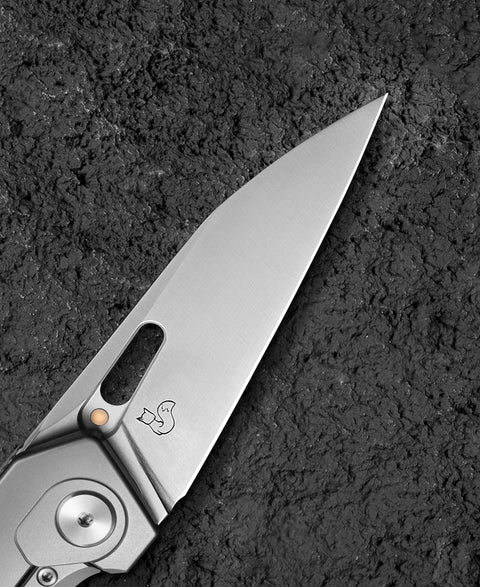 BESTECH VK-VOID BT2305A White Bead Blast+Stonewash Titanium Handle: 2.85" Satin Elmax Blade