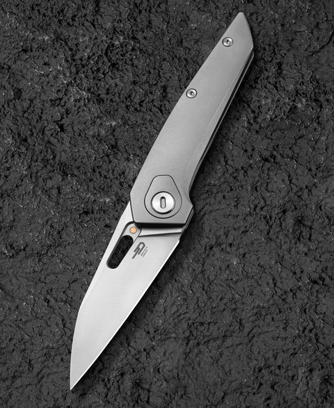 BESTECH VK-VOID BT2305A White Bead Blast+Stonewash Titanium Handle: 2.85" Satin Elmax Blade