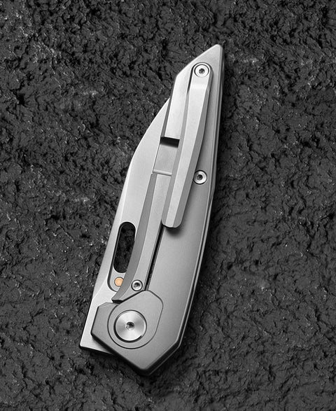 BESTECH VK-VOID BT2305A White Bead Blast+Stonewash Titanium Handle: 2.85" Satin Elmax Blade