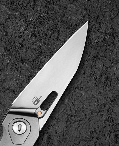 BESTECH VK-VOID BT2305A White Bead Blast+Stonewash Titanium Handle: 2.85" Satin Elmax Blade