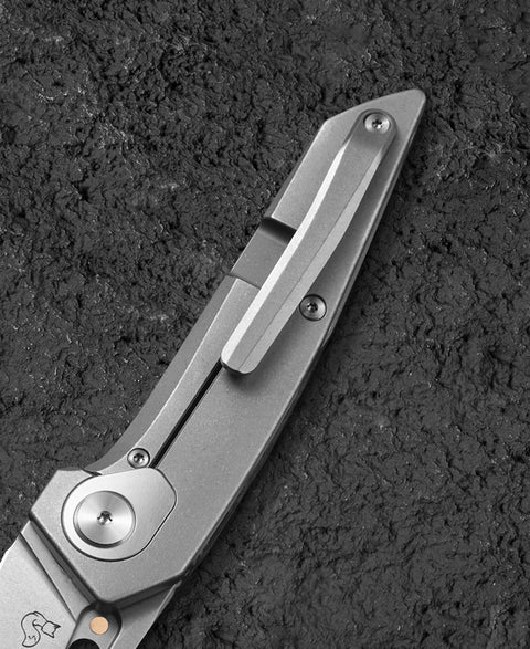 BESTECH VK-VOID BT2305B White Bead Blast+Stonewash Titanium+ Carbon Fiber Handle: 2.85" Stonewash Elmax Blade