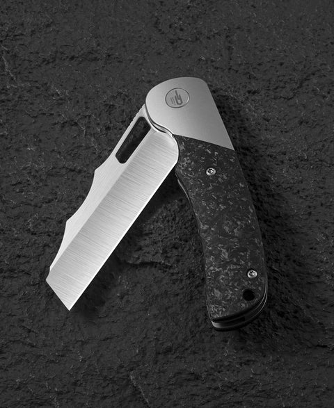 BESTECH SYN BT2306A Titanium+Marble Carbon Fiber Inlay Handle: 3.57" Hollow Grinding Hand Rubbed Satin+ Flat Satin Elmax Blade