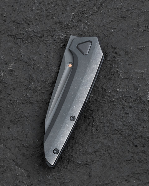 BESTECH VK-NAVI BT2404B Dark Bead Blast Titanium Handle: 3.287" Dark Bead Blast Stone Wash M-CUT Blade