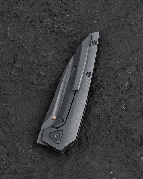 BESTECH VK-NAVI BT2404B Dark Bead Blast Titanium Handle: 3.287" Dark Bead Blast Stone Wash M-CUT Blade