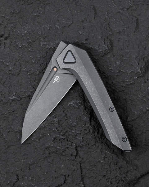 BESTECH VK-NAVI BT2404B Dark Bead Blast Titanium Handle: 3.287" Dark Bead Blast Stone Wash M-CUT Blade