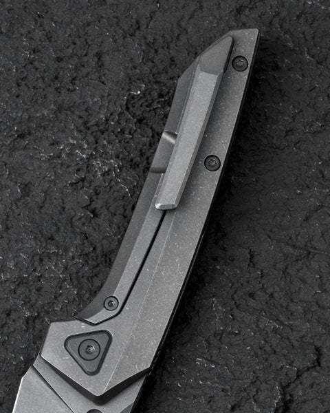 BESTECH VK-NAVI BT2404B Dark Bead Blast Titanium Handle: 3.287" Dark Bead Blast Stone Wash M-CUT Blade