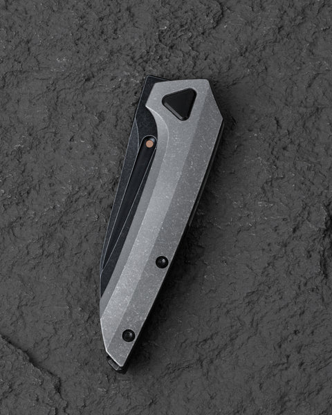 BESTECH VK-NAVI BT2404D Dark Bead Blast Titanium Handle: 3.287" Black Stone Wash M-CUT Blade