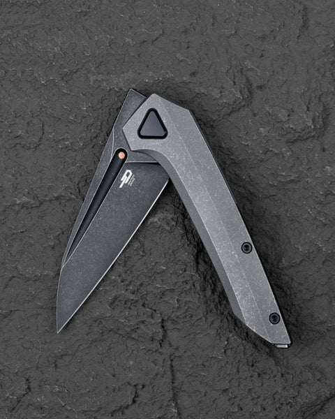 BESTECH VK-NAVI BT2404D Dark Bead Blast Titanium Handle: 3.287" Black Stone Wash M-CUT Blade