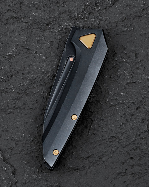 BESTECH VK-NAVI BT2404E Black Titanium Handle: 3.287" Black Stone Wash M-CUT Blade