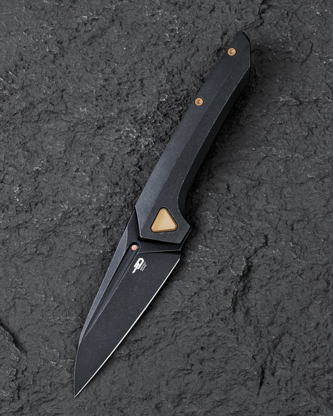 BESTECH VK-NAVI BT2404E Black Titanium Handle: 3.287" Black Stone Wash M-CUT Blade