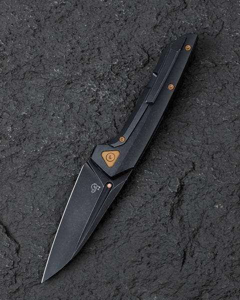 BESTECH VK-NAVI BT2404E Black Titanium Handle: 3.287" Black Stone Wash M-CUT Blade