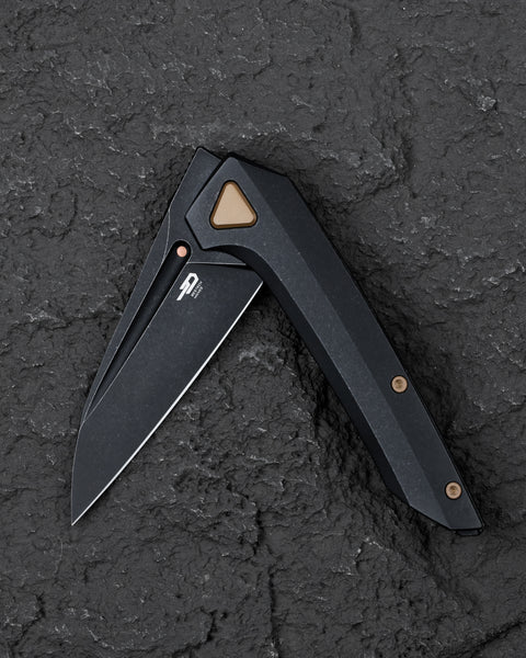 BESTECH VK-NAVI BT2404E Black Titanium Handle: 3.287" Black Stone Wash M-CUT Blade