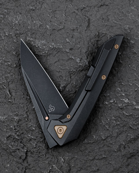 BESTECH VK-NAVI BT2404E Black Titanium Handle: 3.287" Black Stone Wash M-CUT Blade