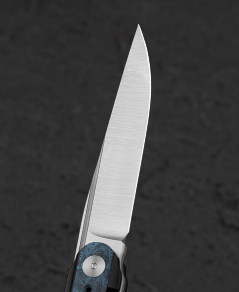 BESTECH SPEAR PHISHER BT2405C 3.48" M390 Blade Titanium+ Blue Carbon Fiber Handle